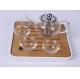 Portable Travel Glass Tea Set 4 Cups With Bamboo Plate , FDA SGS Listed