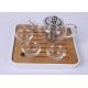 Portable Travel Glass Tea Set 4 Cups With Bamboo Plate , FDA SGS Listed