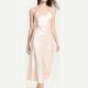 Silk Dress Women Sleepwear Solid Pattern Type Silk Nightdress European Size Ladies Oe