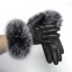 Sheepskin Womens Soft Leather Gloves Wool Lined Fox Fur Leather Gloves