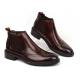 Brogue Style Mens Ankle Boots Slip On Full Grain Leather Size Customized