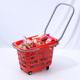 10L - 45L Plastic PP Red Supermarket Basket With Wheels