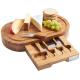 Outdoor Indoor Bamboo Cheese Board Cutlery Knife Set With Laser Or Burned Logo