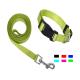 Woven Logo Harness Leash Set Nylon Soft Pet Dog Collar Multiple Colour