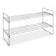 2 - Tier House White Wire Shoe Rack / Wire Fram Chrome Stackable Shoe Rack