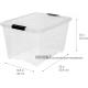 53 Quart Stackable Plastic Storage Bins With Lids And Latching Buckles, 6 Pack - Clear, Containers With Lids