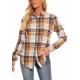                  Factory Women′s Plaid Shirt Button up Long-Sleeved Flannel Classic Casual Shirt             