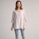 Ladies Casual Linen Clothing Three Quarter Sleeves Pullover V Neck Linen Blouse