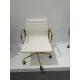 Beautiful White And Gold Office Chair , Low Back Office Chair With No Noise Castors