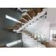 Contemporary Straight Flight Staircase Glass Railing Straight Flight Wooden Timber