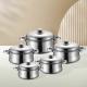 Hot Selling Different Size Kitchen Soup Pot Set 5pcs Stainless Steel Cookware