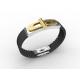 Top Quality Europe Fashion Stainless Steel Genuine Leather Silicone Bangle Bracelet ADB57
