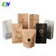 Kraft Paper Flat Bottom Coffee Pouch With One Way Degassing Valve