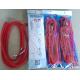 Big stock red plastic long fishing tackle leash spiral cord with snap hooks on two ends