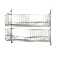 Stackable Wire Grid Baskets , Chrome Plate Wall Mount Wire Mesh Basket