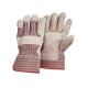 heavy duty industry stripe cotton back protective Cow Leather Gloves 11007
