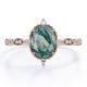 Oval Natural Green Moss Agate Artsy  Alternative Engagement Ring -Handmade Wedding Ring