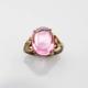 Rose Gold Plated Oval Dome Pink Cubic Zircon 925 Silver Ring(R274)