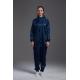 Antistatic ESD cleanroom coverall dark blue color with hoods zipper open conductive fiber