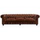British Club Vintage Leather Sofas 3 Seater Leather Chesterfield Couch With Wheels