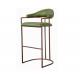 Green Leather Seat Gold Metal Counter Stool With Metal Frame