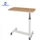 Durable Movable Wooden Hospital Furniture Adjustable Medical OverBed Table with Casters