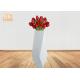 Modern Geometric Shaped Fiberglass Flower Pots With Glossy White / Matte White Finish