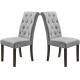 Tomile Gray Tufted Dining Chairs Set Of 2 / Upholstery Fabric Dining Chairs