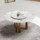 Luxury Round Dining Room Tables With Faux Marble Top Metal Base Brushed Gold