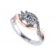 Round Cut 9K Silver Ring 9 Carat Romantic 2 Tone Color ODM For Wedding
