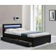 LED Bed Double Upholstered Faux Leather Slatted Frame With Box