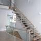 Mono Steel Beam Modern Straight Staircase Laminated Glass Tread Indoor