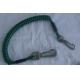 Dark green plastic spiral coil tool lanyard with 2pcs heavy duty hooks safety leash cord