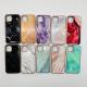 Hybrid Marble Glass Phone Case Anti Scratch Metal Buttons For Iphone 11