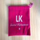 10 X 15cm Hot Pink Plain Drawstring Bags , White Logo Velvet Gift Pouches