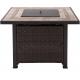 Square Tile Top Modern Propane Fire Pit With All Weather Wicker Powered Brazier