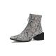 Snakelike Print Flat Zip Up Ankle Boots Slip On Round Head Square Heels