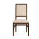 Wholesale square back with nails event dining chair linen fabric chair with wooden frame upholstered rental dining chair