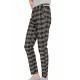 Stockpapa Black And Coffee Half Elastic Waist Plaid Skinny Pants womens