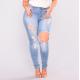 Wholesale fashion women denim pants plus size broken holes jeans