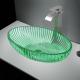 Transparent Green Glass Vessel Basins Cabinet Sink For Bathroom Decoration