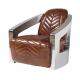 Aviator Retro Leather Chair With Stainless Steel Arms