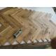 Rustic Oak Herringbone Parquet Flooring Block, Natural Lacquered