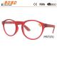 2018 new design round reading glasses ,made of PC frame,spring hinge,silver metal parts