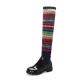 JBFB09 Colorful OEM Womens Flat Knee High Boots Customized Fly Woven