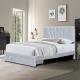 Queen Size Fabric Leather Upholstered Storage Bed Ergonomic Grey Color With Drawer