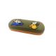 Fox Embroidery Covered Kids Eyeglass Case Clam Shell Style PU Kids Glasses Case