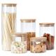 Smell Proof Bamboo Glass Container Set Food Storage Spice Mason Jar With Dispenser Lid
