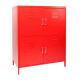 Red 4 Doors Metal Shoe Rack Dustproof Steel Storage Cabinet