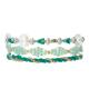 Stretchy Multi Beaded Bracelets Sets , Green Silver Seed Beads Bracelets